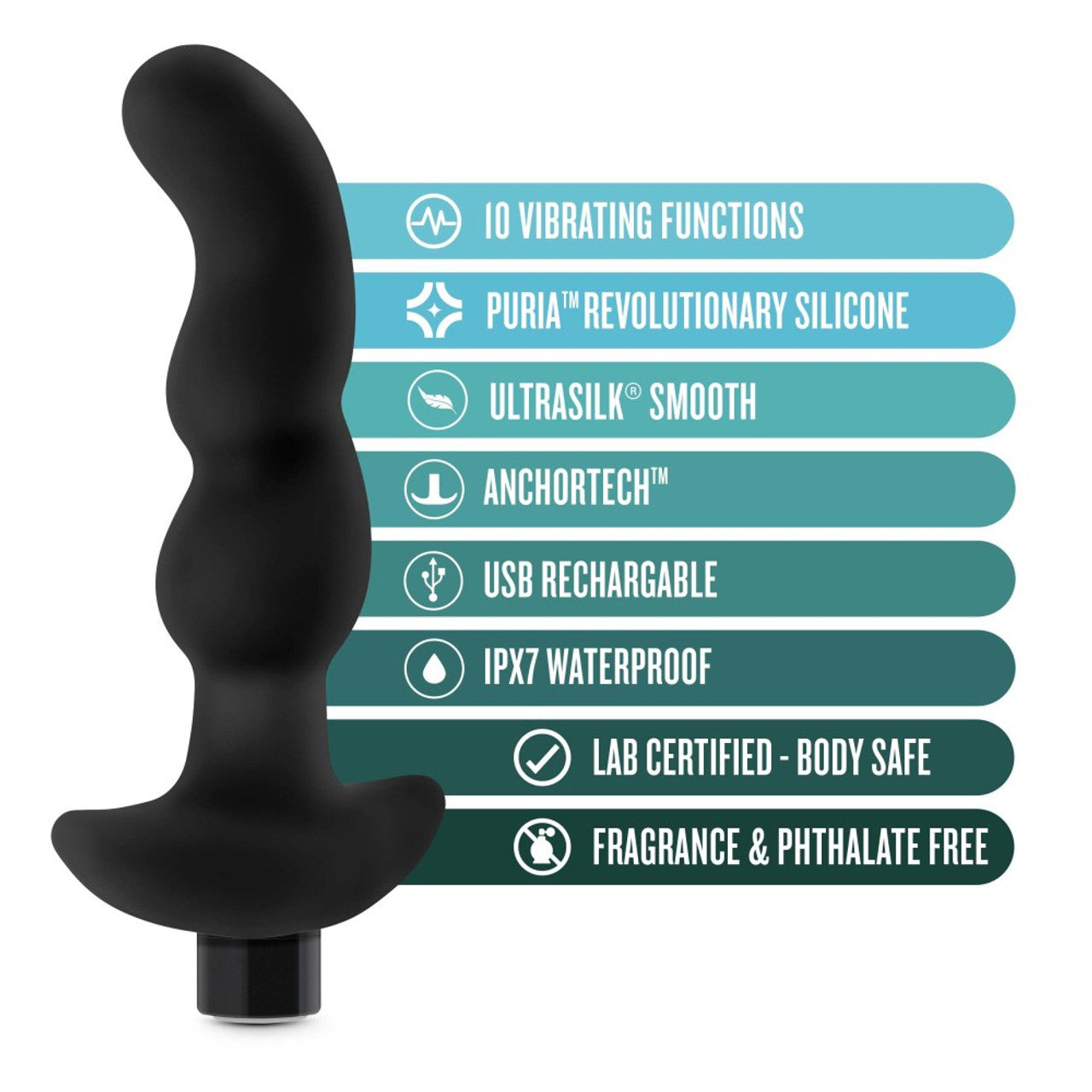 Anal Adventures Platinum - Silicone Vibrating Prostate Massager 03 - Black