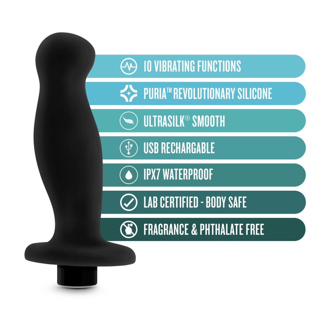 Anal Adventures Platinum - Silicone Vibrating Prostate Massager 02 - Black