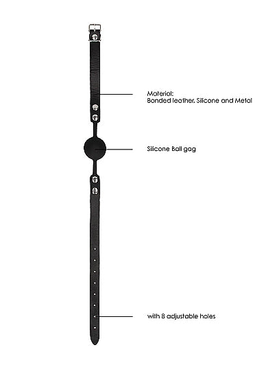 Black & White Silicone Ball Gag with Adjustable Bonded Leather Straps - Black