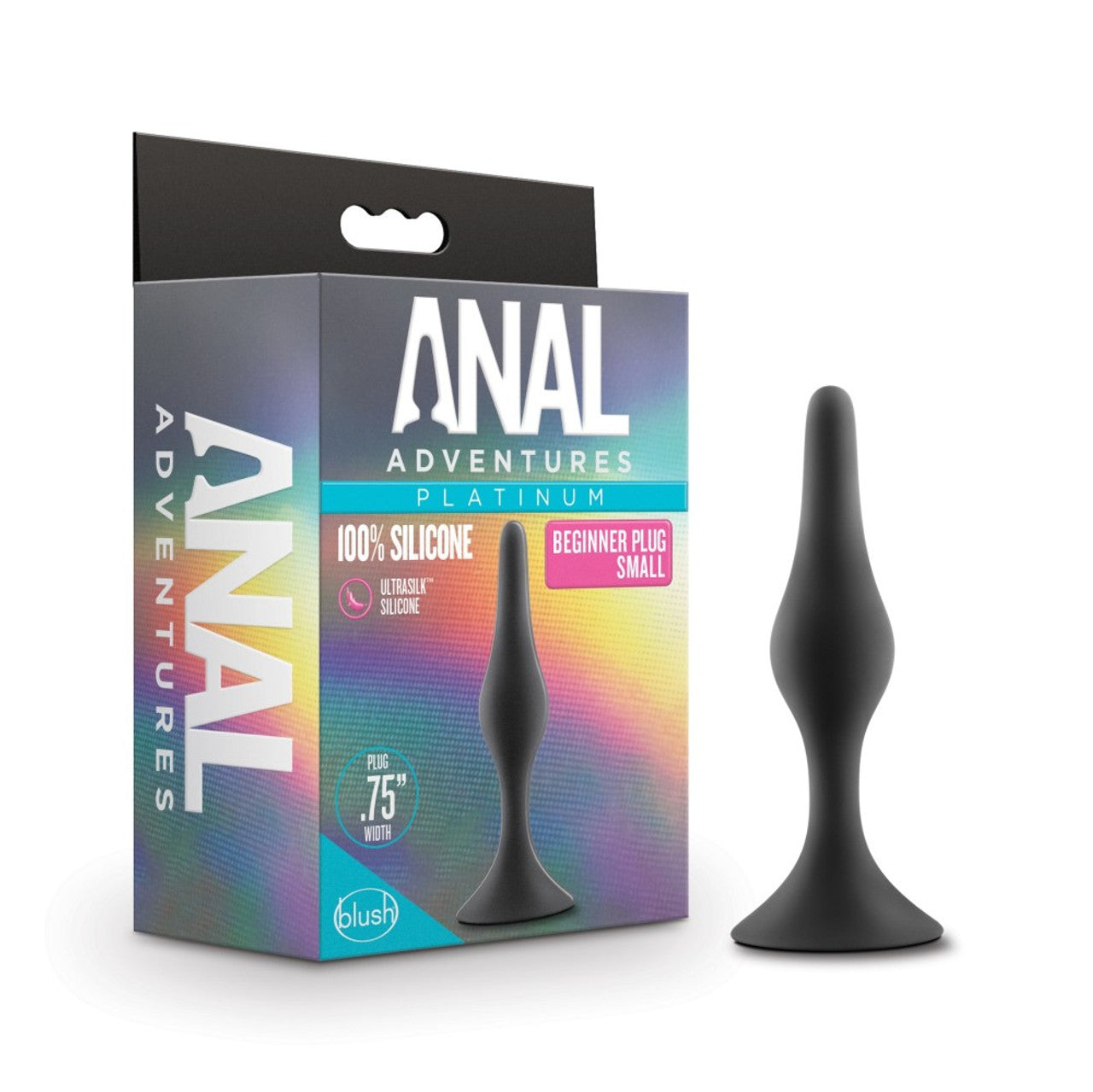 Anal Adventures Platinum - Silicone Beginner Plug - Small - Black